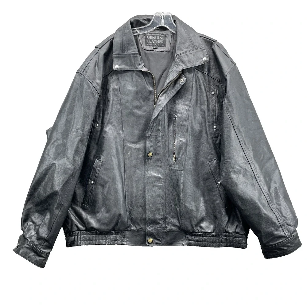 Italian Dondolore Navarre Leather‎ Jacket Men's 2X Motorcycle 90's Grunge Biker